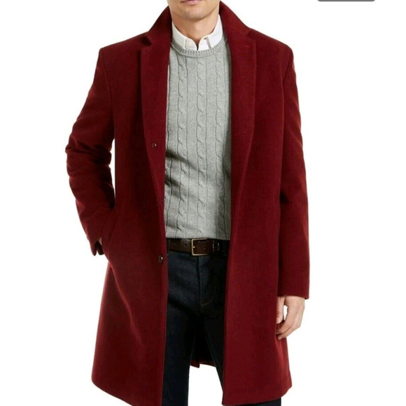 Men's Tommy Hilfiger Addison Wool-Blend Overcoat Coat. Size 40 Long. $395. - Picture 1 of 12